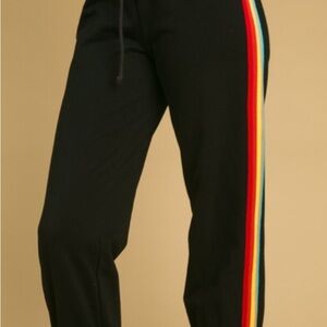 Wild Honey Black Joggers with Rainbow Stripe